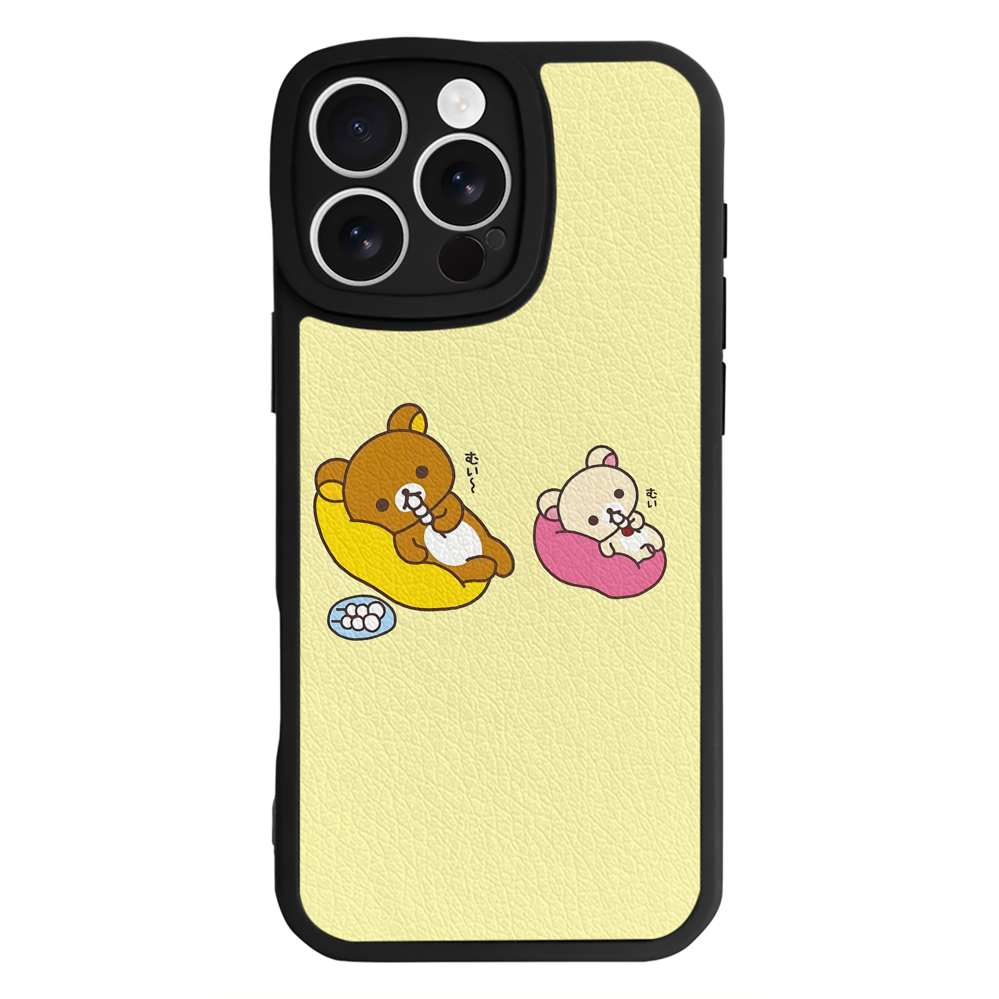 （画像用） リラックマ リラックマ キイロイトリ Rilakkuma Korilakkuma Kiiroitori 【iPhone 16シリーズ対応】シリコンスマホケース（レザー調） 材質：シリコン